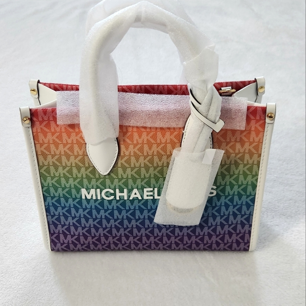 New!Michael Kors Mirella Small Rainbow Signature Logo Crossbody Bag - Picture 4 of 8